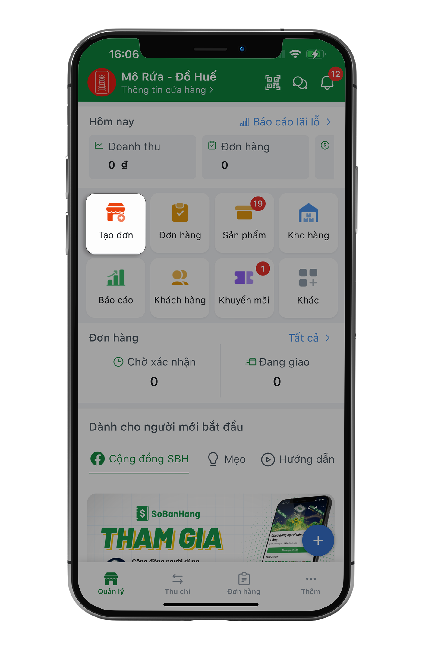 Bước 1: Nhấn "Tạo đơn